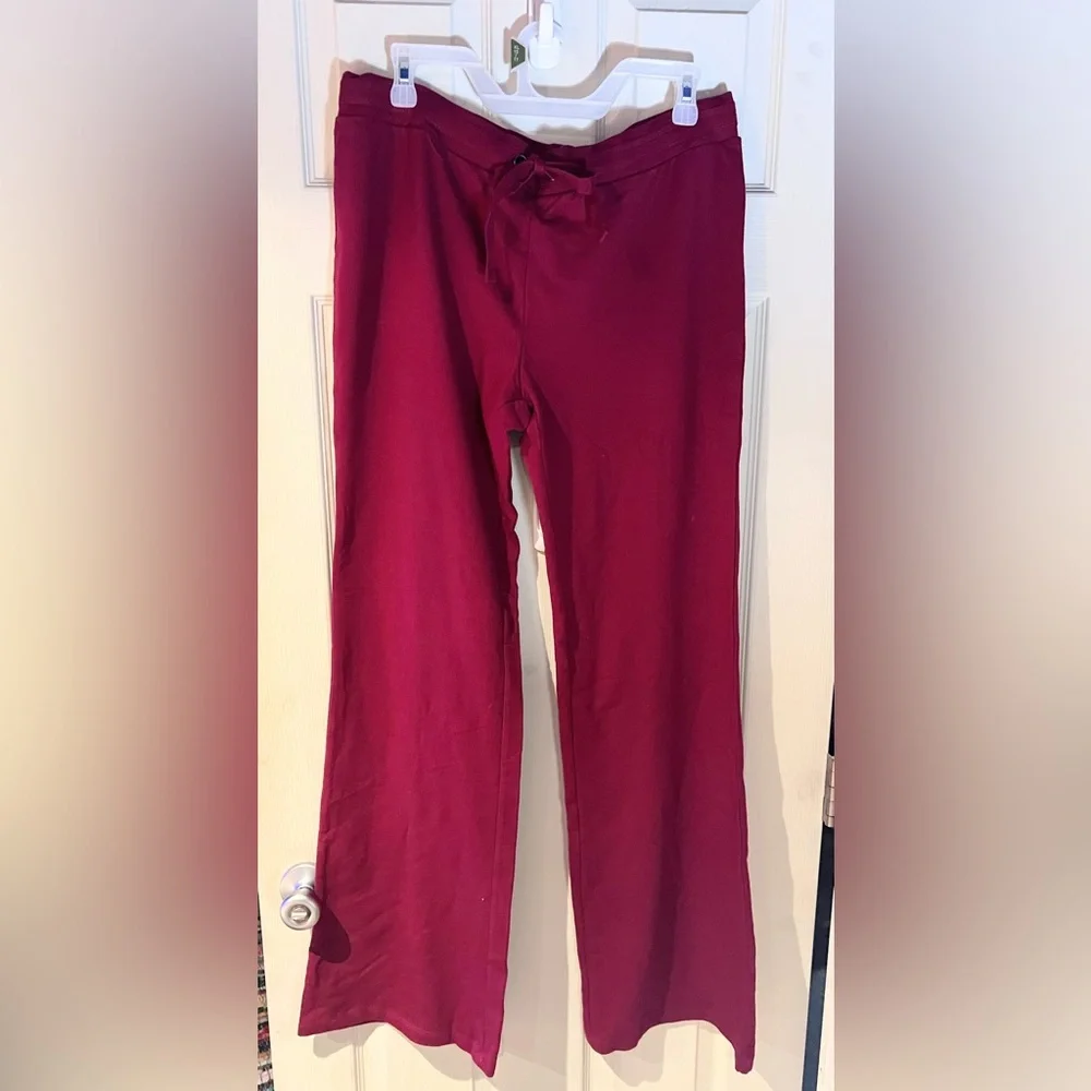 BCBG Wide Leg Maroon Drawstring Pants - Picture 2 of 4